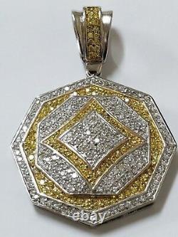 Hand Made Extra Large Sterling Silver pave CZ Men's Pendant 18k Gold Plate 60 mm