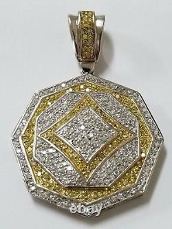 Hand Made Extra Large Sterling Silver pave CZ Men's Pendant 18k Gold Plate 60 mm