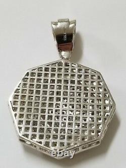 Hand Made Extra Large Sterling Silver pave CZ Men's Pendant 18k Gold Plate 60 mm