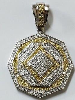 Hand Made Extra Large Sterling Silver pave CZ Men's Pendant 18k Gold Plate 60 mm