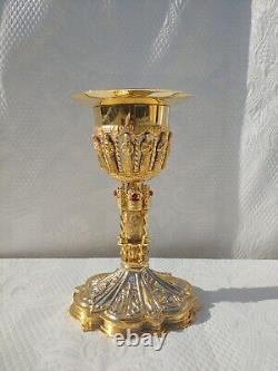 Hand Made Gold Plated Chalice and Paten Set with Cup In Sterling Silver