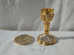 Hand Made Gold Plated Chalice and Paten Set with Cup In Sterling Silver