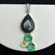 Hand Made Heliotrope Peridot Green Crystals Sterling Silver Dangle Drop Pendant