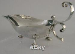 Hand Made Modernist Solid Sterling Silver Sauce Boat London 2000 Arts & Crafts