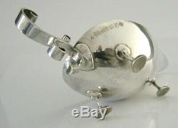 Hand Made Modernist Solid Sterling Silver Sauce Boat London 2000 Arts & Crafts