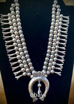 Hand Made Native American Sterling Silver Squash Blossom Necklace Les Baker