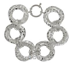 Hand Made Polished Hammered Circle Bracelet REAL 925 Sterling Silver QVC