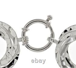 Hand Made Polished Hammered Circle Bracelet REAL 925 Sterling Silver QVC