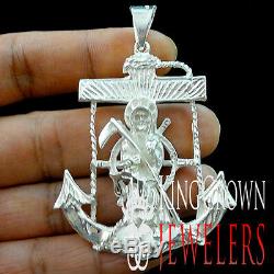 Hand Made Real Silver Santisima Muerte Grim Ripper Angel Of Death Anchor Pendant