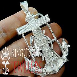 Hand Made Real Silver Santisima Muerte Grim Ripper Angel Of Death Anchor Pendant