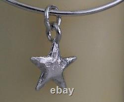 Hand Made STERLING SILVER STAR BANGLE 3mm solid round wire LONDON DESIGNER