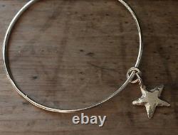 Hand Made STERLING SILVER STAR BANGLE 3mm solid round wire LONDON DESIGNER