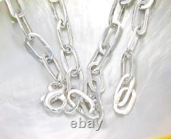 Hand Made Solid. 925 Paperclip Sterling Silver Chain Necklace Hand high Polish