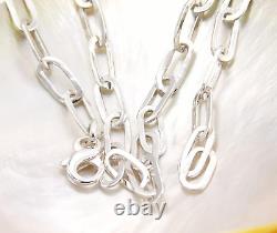 Hand Made Solid. 925 Paperclip Sterling Silver Chain Necklace Hand high Polish