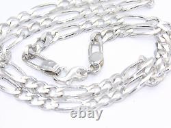 Hand Made Solid. 925 Sterling Silver Flat Figaro Sterling Silver Chain Unisex