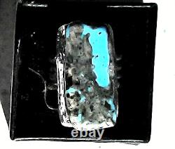 Hand Made Southwestern Sterling Silver Bisbee Turquoise Ring SZ 8.5 JL2