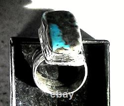 Hand Made Southwestern Sterling Silver Bisbee Turquoise Ring SZ 8.5 JL2