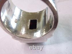 Hand Made Sterling Silver 8 Carat Emerald Cut Garnet Ring Men's Sz 10.5