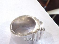 Hand Made Sterling Silver 8 Carat Emerald Cut Garnet Ring Men's Sz 10.5