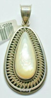 Hand Made Sterling Silver. 925 and Pear Shape Cabachon Mother of Pearl Pendant