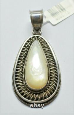 Hand Made Sterling Silver. 925 and Pear Shape Cabachon Mother of Pearl Pendant
