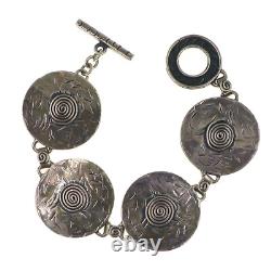Hand Made Sterling Silver Artisans Spiral Bracelet 1-1/8 Wide x 7-1/2 Long