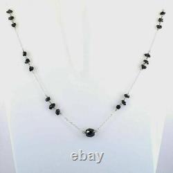 Hand Made Sterling Silver Chain Necklace with Black Diamond Beads