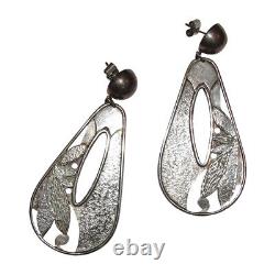 Hand Made Sterling Silver Etched Chandelier Earrings