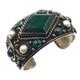 Hand Made Sterling Silver Malachite and Pearl Cuff Bracelet 7 inches