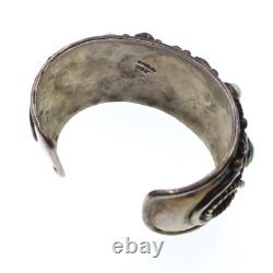 Hand Made Sterling Silver Malachite and Pearl Cuff Bracelet 7 inches