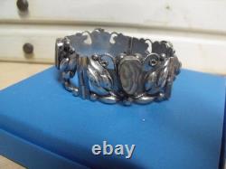 Hand Made Sterling Silver Mexico MOP Wide Bracelet 40.87 Grams Signed Robles