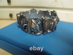 Hand Made Sterling Silver Mexico MOP Wide Bracelet 40.87 Grams Signed Robles