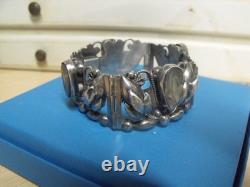 Hand Made Sterling Silver Mexico MOP Wide Bracelet 40.87 Grams Signed Robles