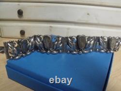 Hand Made Sterling Silver Mexico MOP Wide Bracelet 40.87 Grams Signed Robles