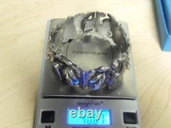 Hand Made Sterling Silver Mexico MOP Wide Bracelet 40.87 Grams Signed Robles