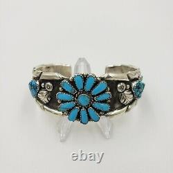 Hand Made Sterling Silver Native American Indian turquoise cuf bracelet Signed