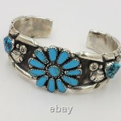 Hand Made Sterling Silver Native American Indian turquoise cuf bracelet Signed