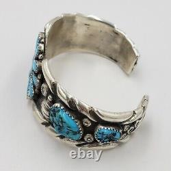 Hand Made Sterling Silver Native American Indian turquoise cuf bracelet Signed