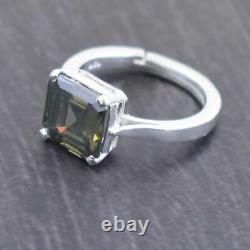 Hand Made Sterling Silver Princess Cut Blue Diamond Ring 3.5 Cts