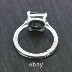 Hand Made Sterling Silver Princess Cut Blue Diamond Ring 3.5 Cts