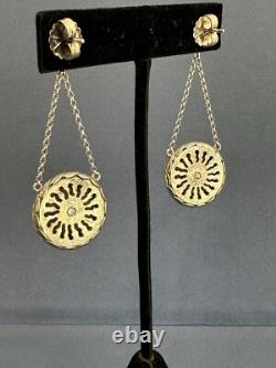 Hand Made Sterling Silver Red And Black Agate Diamond Dangling Earrings