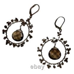 Hand Made Sterling Silver Smoky Quartz Faceted Bead Earrings