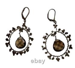 Hand Made Sterling Silver Smoky Quartz Faceted Bead Earrings