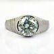 Hand Made Sterling Silver Solitaire Off White Diamond Ring 2.40 Cts