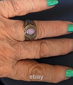 Hand Made Vintage Sterling silver Ring with Natural Opal size 7-1/2