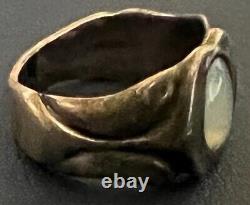 Hand Made Vintage Sterling silver Ring with Natural Opal size 7-1/2