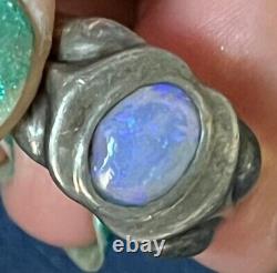 Hand Made Vintage Sterling silver Ring with Natural Opal size 7-1/2