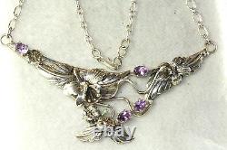 Hand Made Wrought Hawaiian Sterling Silver Amethyst Orchid Flower Necklace