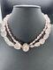 Hand Made double 20 Rose quartz sterling silver clasp bead Necklace knotted