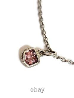 Hand-made 925 Sterling Silver Geometric Bezel Set Pink Rose Burmese Spinel Charm